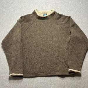 Alf Sweater Womens Medium Brown Fleece Pullover Mock Neck Long Sleeve Solid